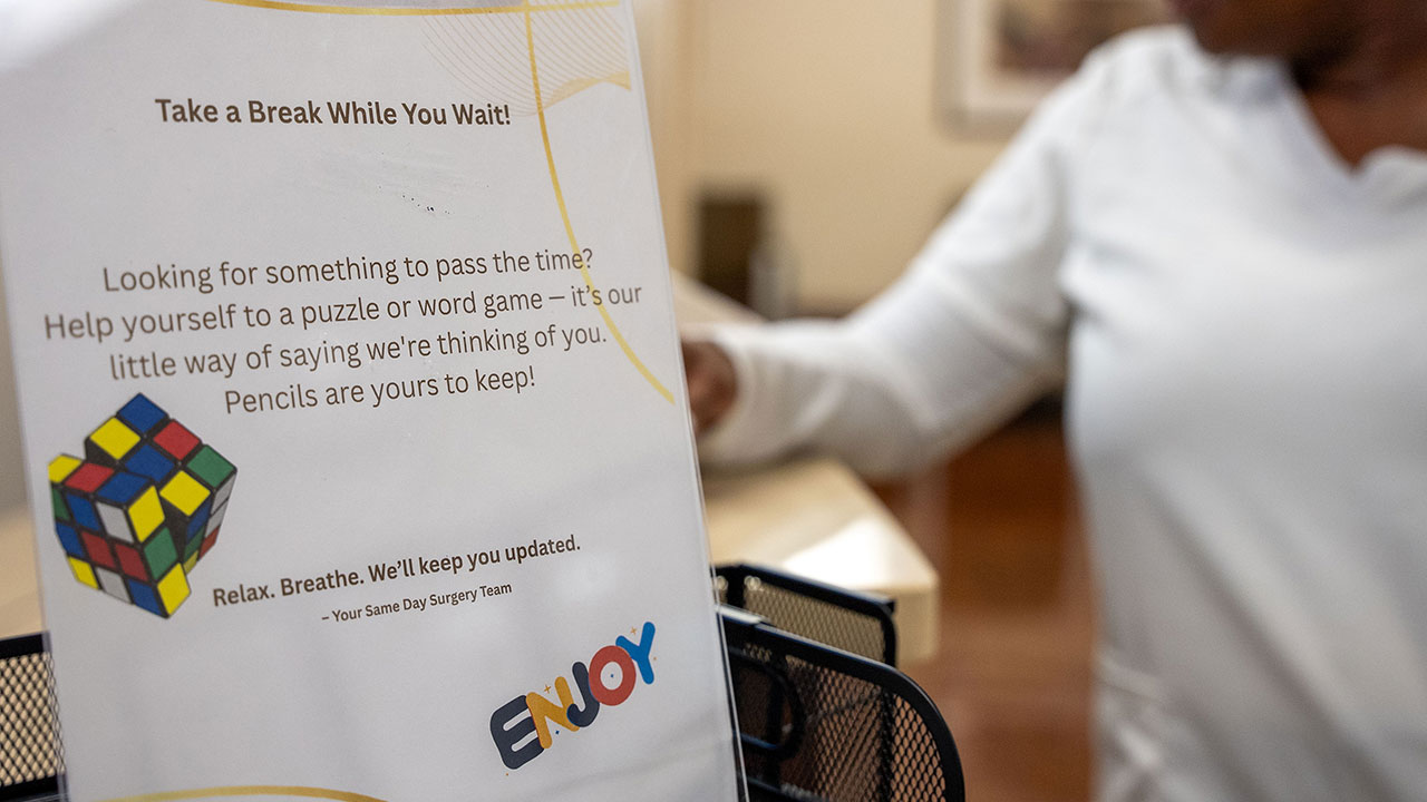 Puzzles and games in the family waiting room