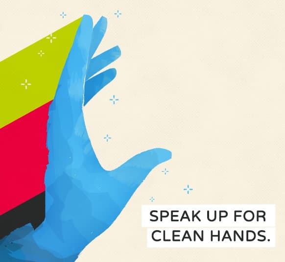 Speak up for clean hands graphic from the CDC