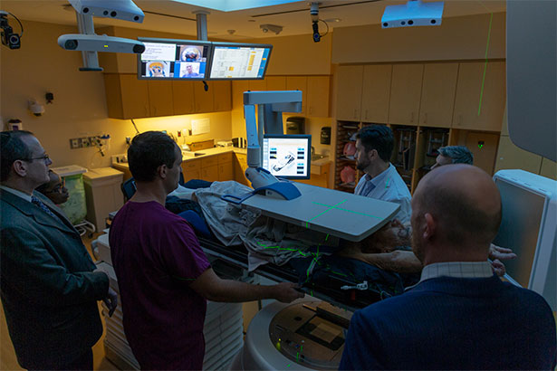 The radiation oncology team at Englewood Health administers lung stereotactic body radiation therapy (SBRT) with Varian Calypso Anchored Beacon transponders